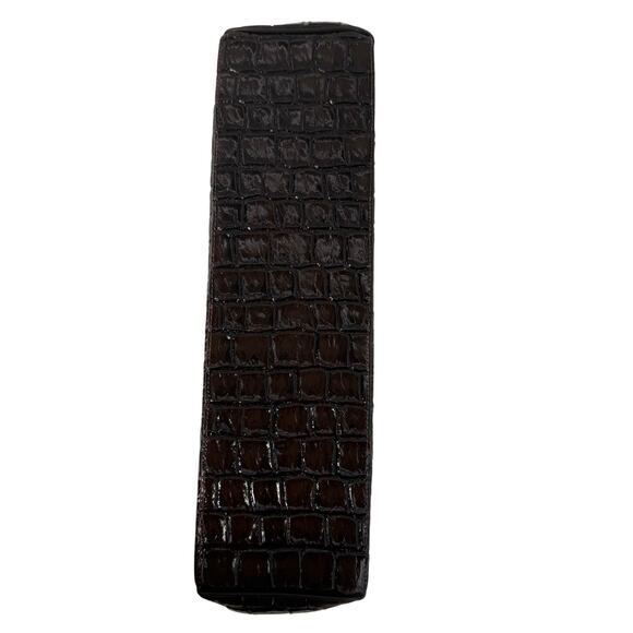 Vintage Brown Faux Croc Top Handle Purse 60s 70s Frame Bag Structured Handbag - Picture 6 of 6